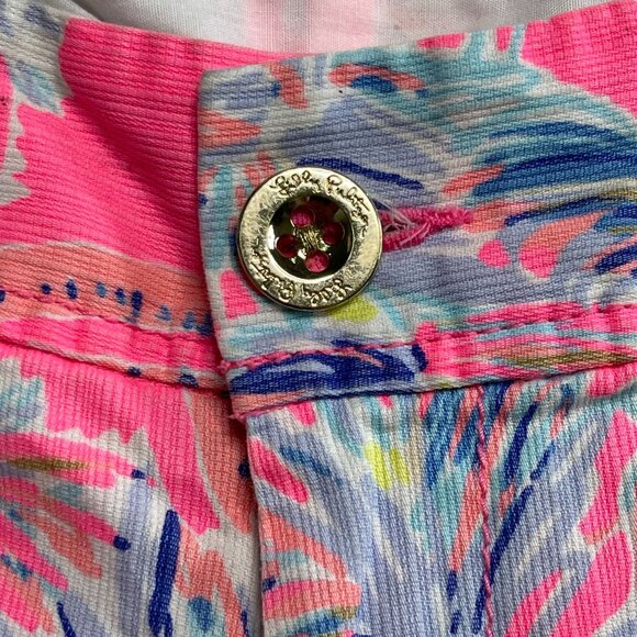 Lilly Pulitzer #19280 Women's Pink Blue Palm Trees Print Callahan Shorts Size 2 - Picture 11 of 11
